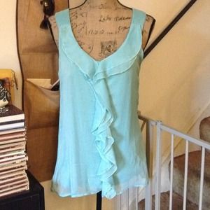 Robins Egg Blue Ruffle Tank