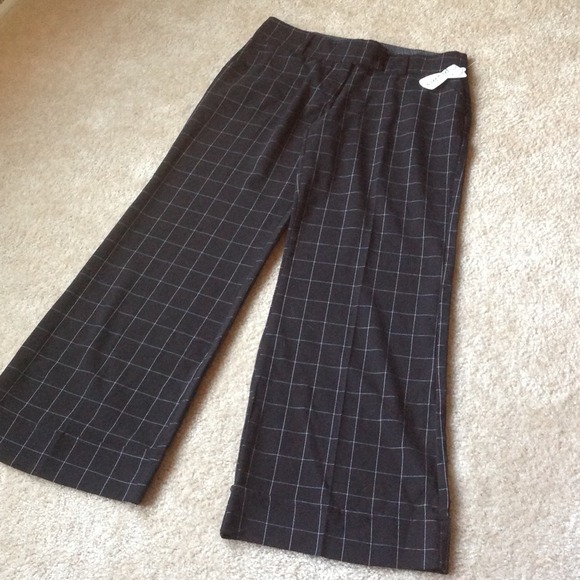 Black and white striped wide leg pants