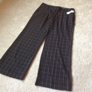 Black and white striped wide leg pants