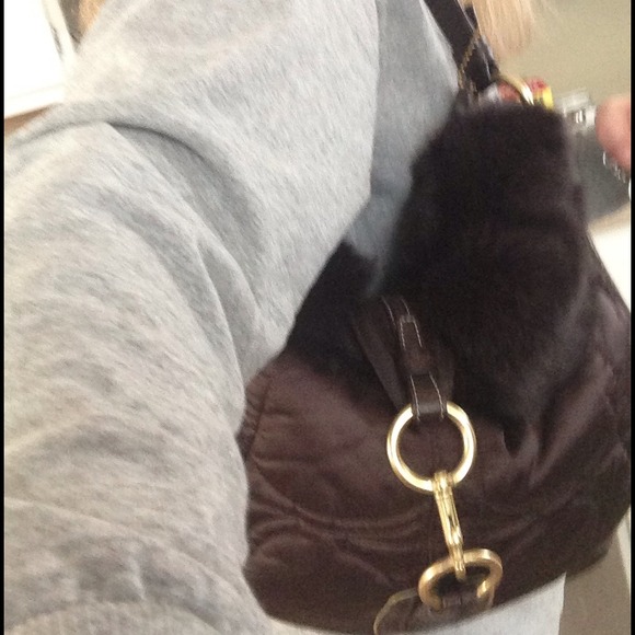 Coach Authentic handbag with Rabbit fur. Chocolate - Picture 4 of 4