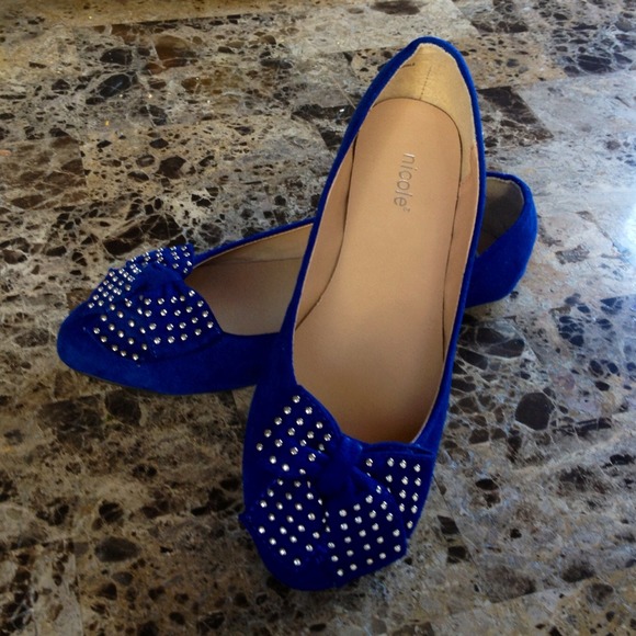 Shoes - Cobalt Studded Bow Flat