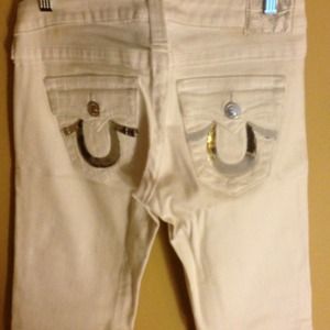 New White Sequin True Religion Jeans