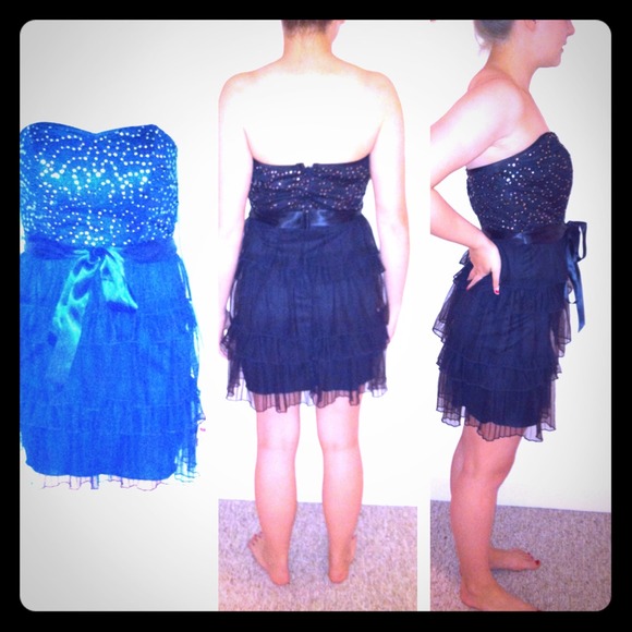 Strapless black sparkle dress