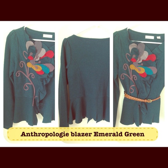 Anthropologie emerald green blazer
