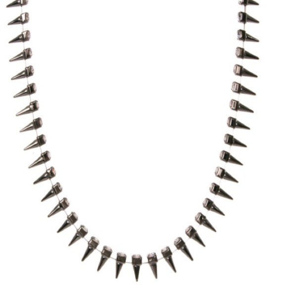 Punk Crystal Stone Spike Rivet Necklace - Picture 2 of 4