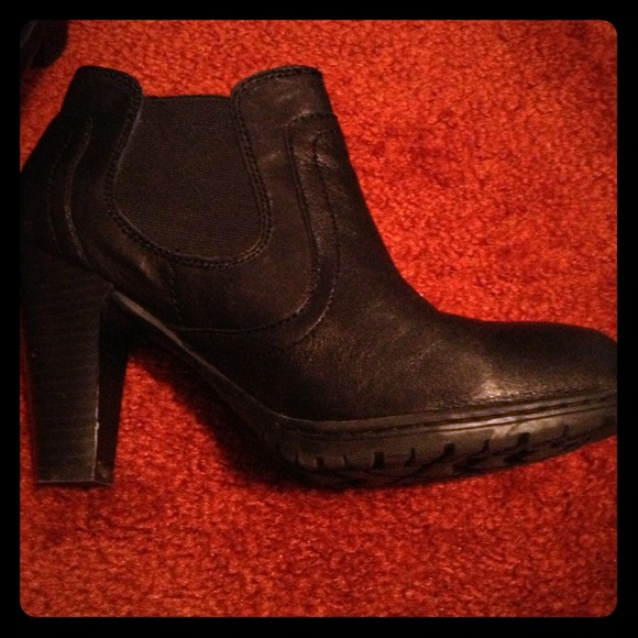 Black leather booties.  Born BOC