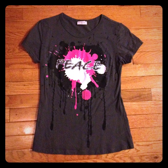 Clearance Grey glitter "Peace" t-shirt. Like new!