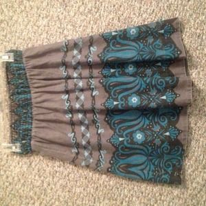 Slightly worn, Blue and grey mid length skirt