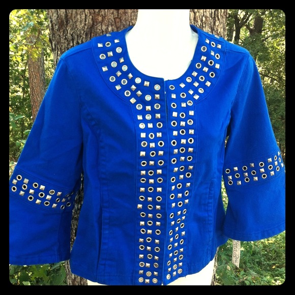 Host PickCobalt blue denimstretch jacket studs