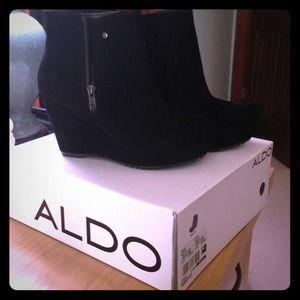 Aldo Wiece -- Black Suede Wedge Bootie