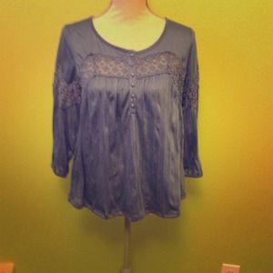 Lauren Conrad lilac blue lace flowy top size M $8