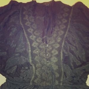 Batwing, crochet- detail blouse SOLD