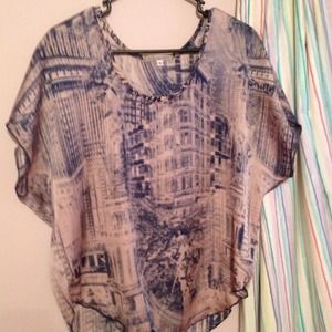 Silky pink and blue top