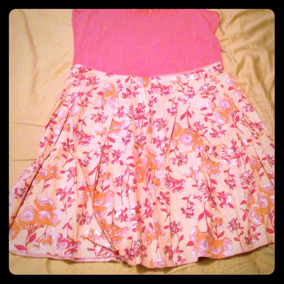 Pleated A-line Floral Skirt