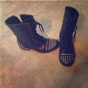 Black Studded Combat Boots