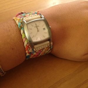 Multicolor Woven Band Fossil Watch
