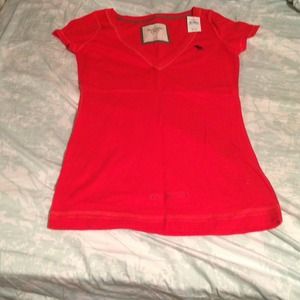 Red Abercrombie & Fitch V-Neck Tee