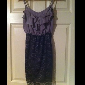 Lavender with black lace dress
