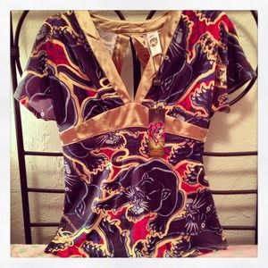 *Reserved*Ed Hardy Panther Babydoll V Neck