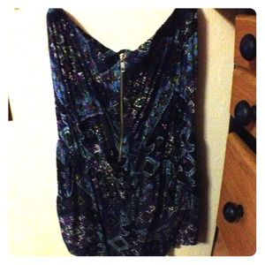 Printed Strapless Romper