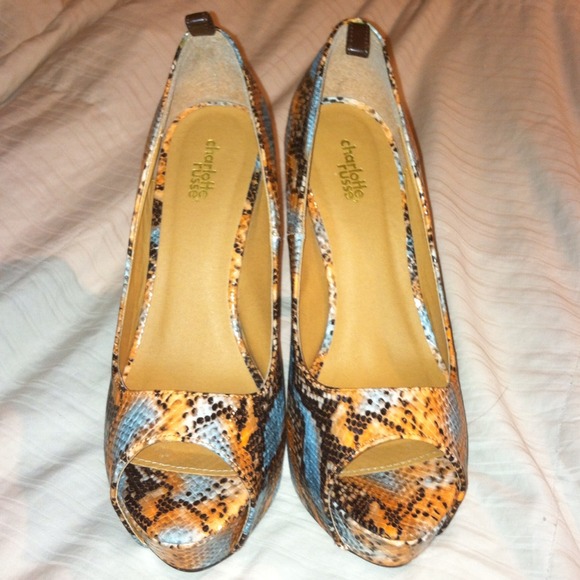 High heels blue,brown and orange