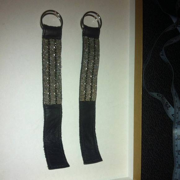 2 Swarovski crystal, metal and leather cuffs