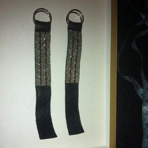 2 Swarovski crystal, metal and leather cuffs