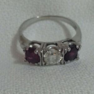 🎉SOLD🎉14k white gold with genuine diamond & ruby