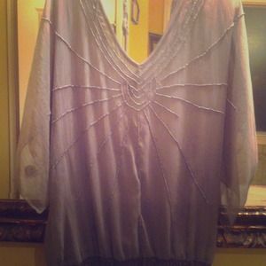 💋bundled💋Sheer grey shirt with bead detail