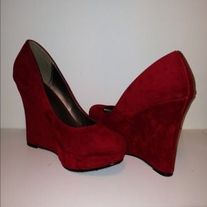 Michael Antonio, Red, Suede, Wedges. Size 8.5, $15