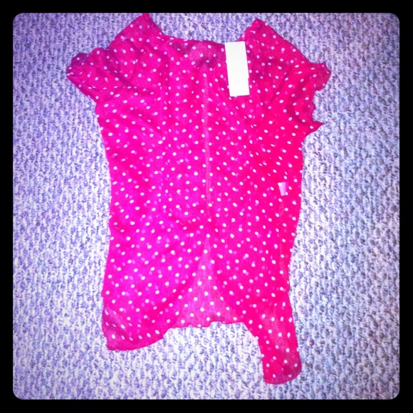 Red polka dot sheer top