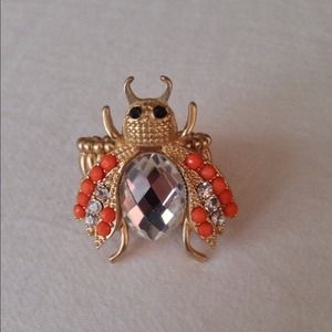 Unique orange bug ring