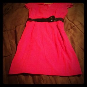 Red studio I dress with black belt