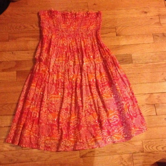 Strapless sequin paisley dress. Like new