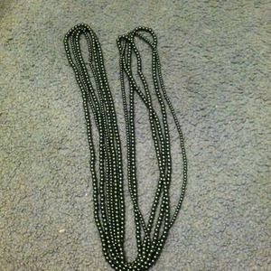 3 Hunter Green Bead Necklaces