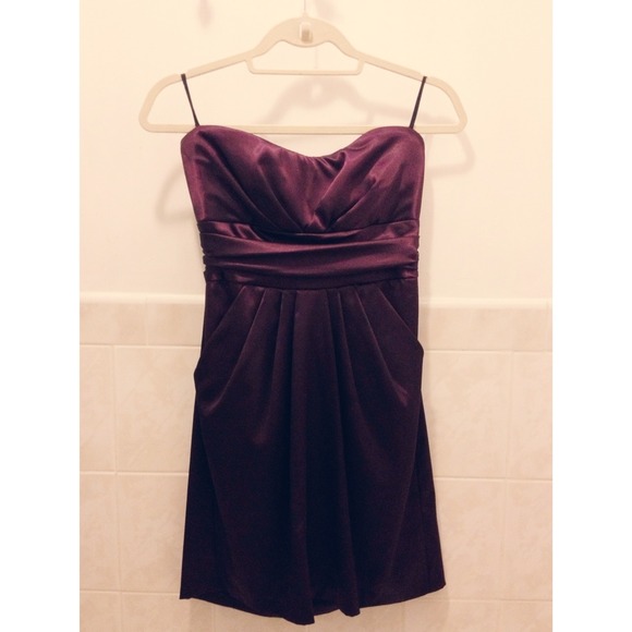 Strapless Silky Purple Dress - Picture 1 of 3