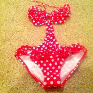 Red and white polk-a-dot monokini!