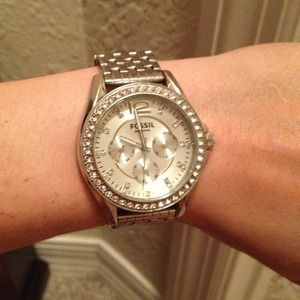Silver fossil watch