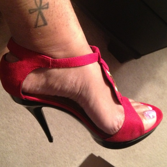 Shoes - Red Heels/multi color heels/silver belt ~BUNDLED~