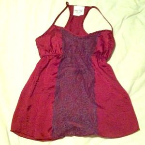 Silk tank top with lace embellishment