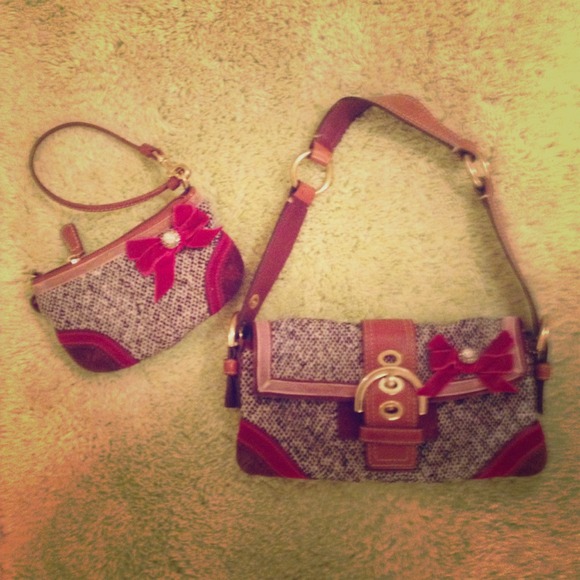 Limited Edition Tweed Coach handbag & wristlet
