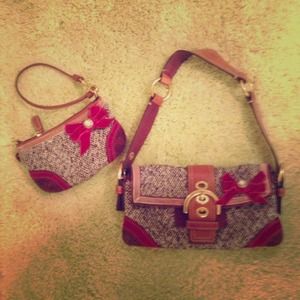Limited Edition Tweed Coach handbag & wristlet