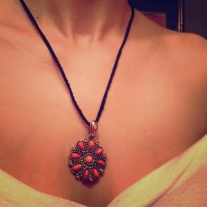 Orange hippie flower necklace