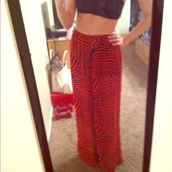 Pants - SOLD Red and Navy Zebra High Waisted Pants