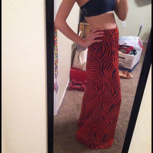 SOLD Red and Navy Zebra High Waisted Pants - Picture 2 of 2