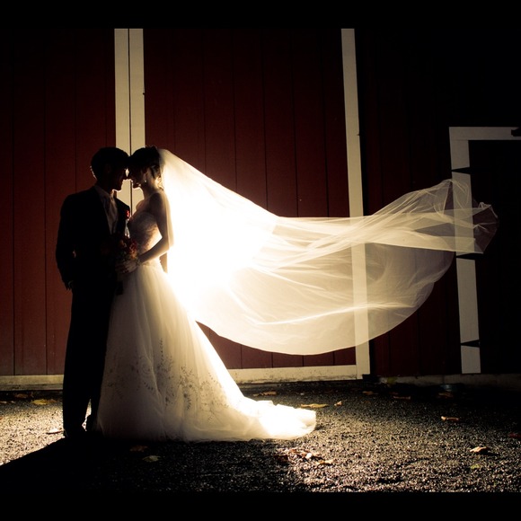 Chapel wedding veil with Swarovski crystals