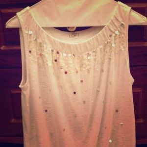 Sequin white cotton tank