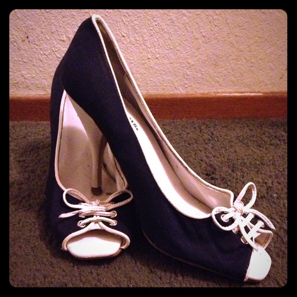 Navy and white heels