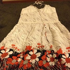 Brown and orange halter sun dress