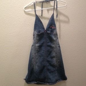 Denim southpole dress pink stitching